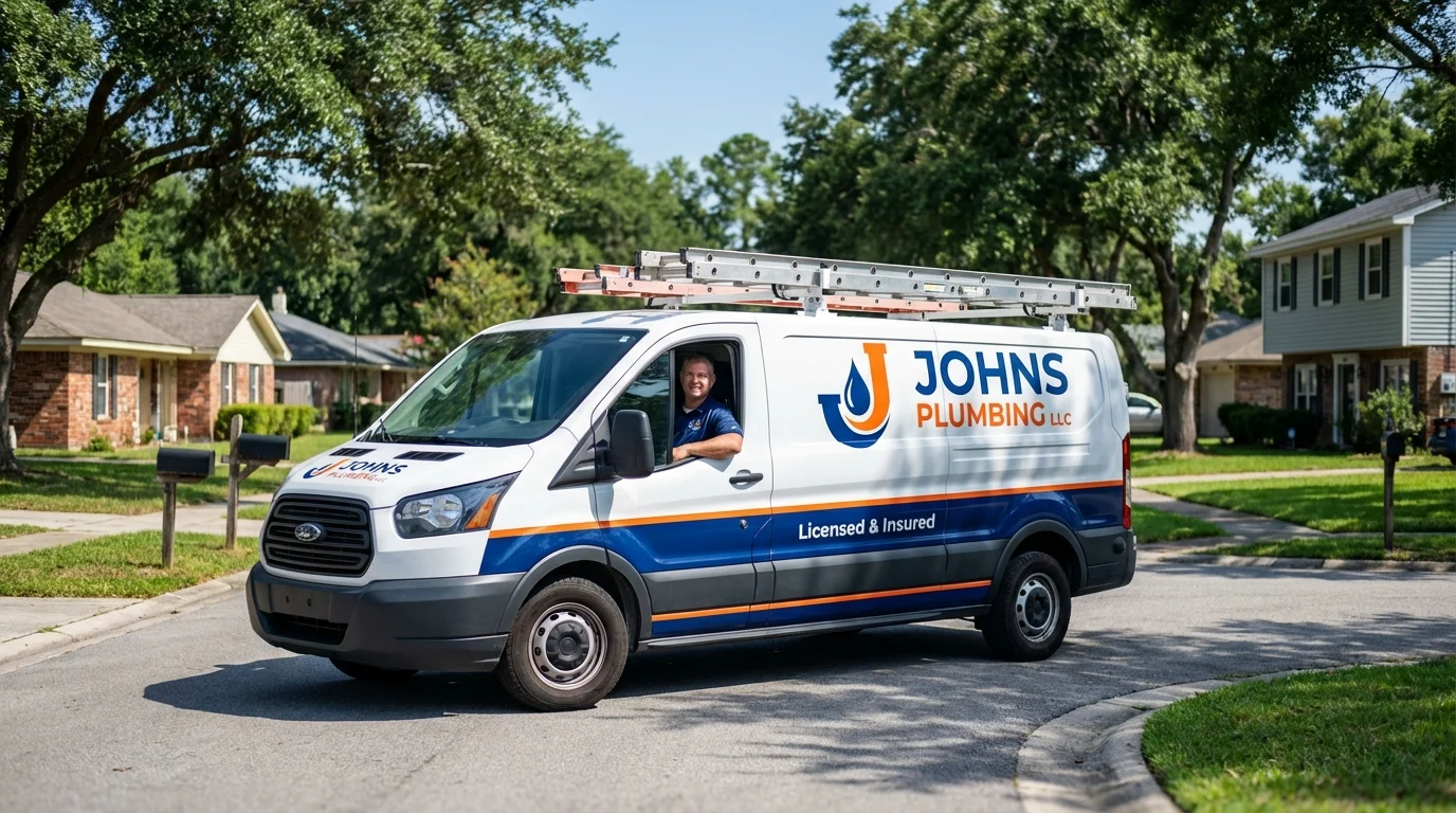 Johns Plumbing LLC service van in Schwenksville, PA
