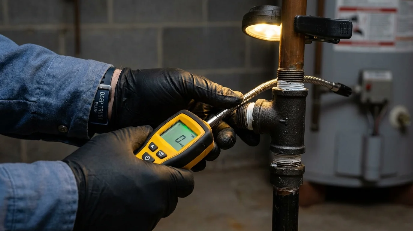 Gas leak detection with electronic sniffer by Johns Plumbing LLC in Schwenksville