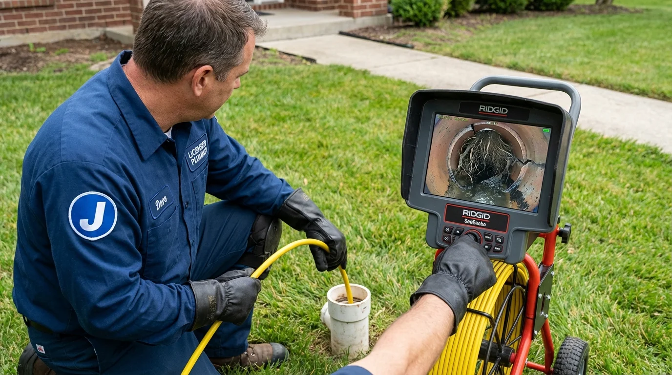 Sewer camera inspection being performed by Johns Plumbing LLC in Schwenksville