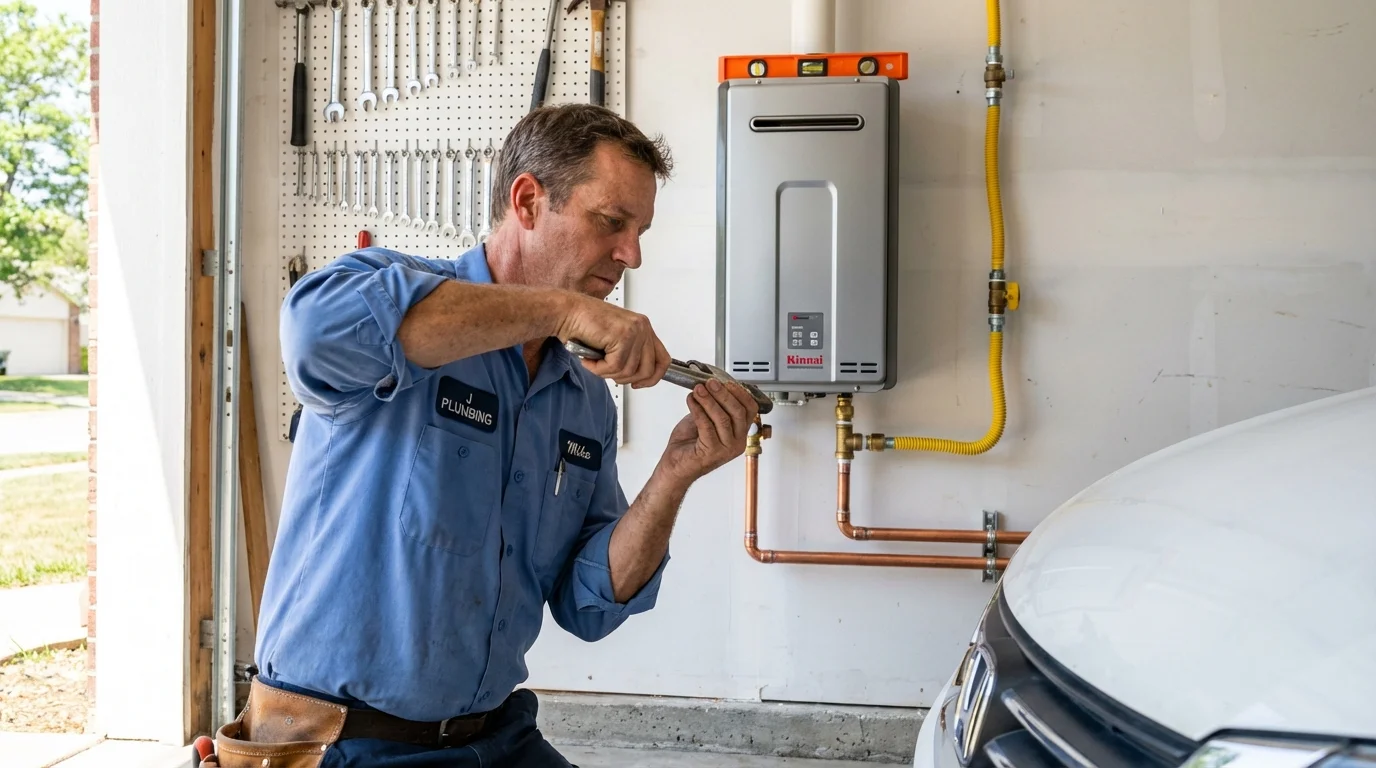 Tankless water heater installation by a Johns Plumbing LLC plumber in Schwenksville